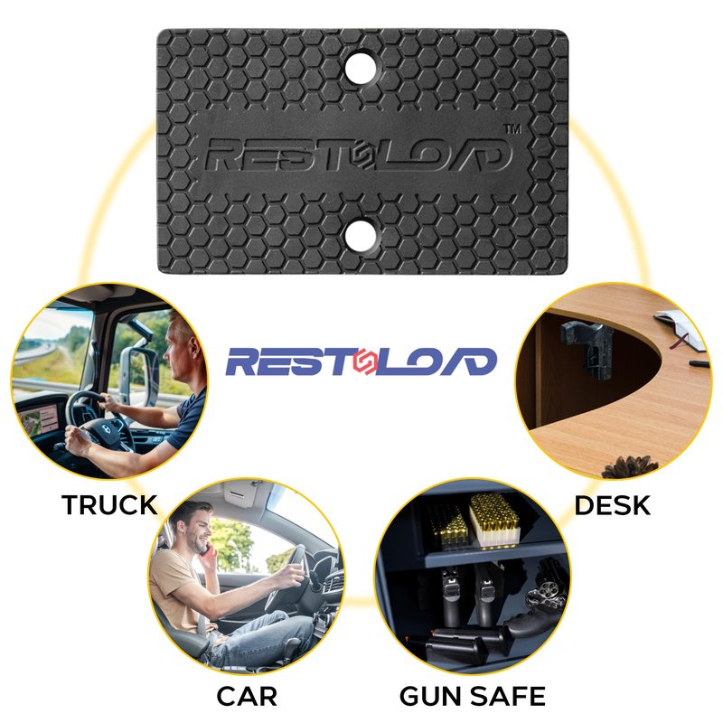 RESTNLOAD Universal Magnetic Gun Mount, Gun Magnet 43lbs. Rating, (2-Pack) Gun Holder Magnetic Holster for Cars, Trucks, Walls, Desks, Fully Rubber Encapsulated Design
