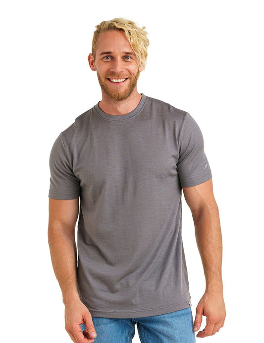 Merino.tech Merino Wool T-Shirt Mens - 100% Merino Wool Undershirt Lightweight Base Layer (XX-Large, Perfect Grey)
