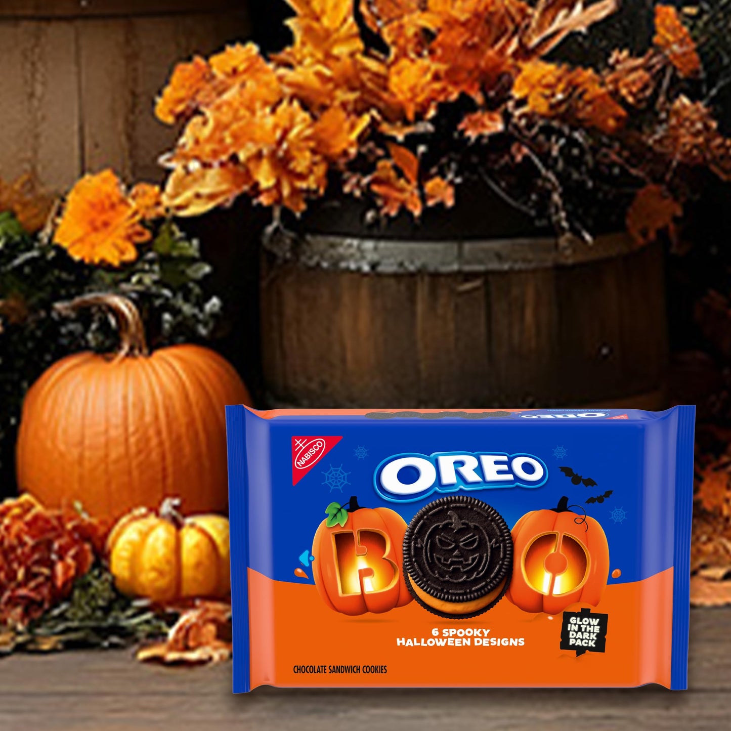 OREO Orange Creme Chocolate Sandwich Cookies, Limited Edition, Halloween Cookies, 18.71 oz