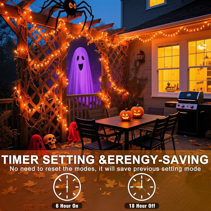 600 LED Christmas Lights Outdoor 197 FT String Lights Indoor Outdoor Clear Wire with 8 Modes, Plug in Waterproof Orange String Light for Christmas Tree Party Thanksgiving Decorations