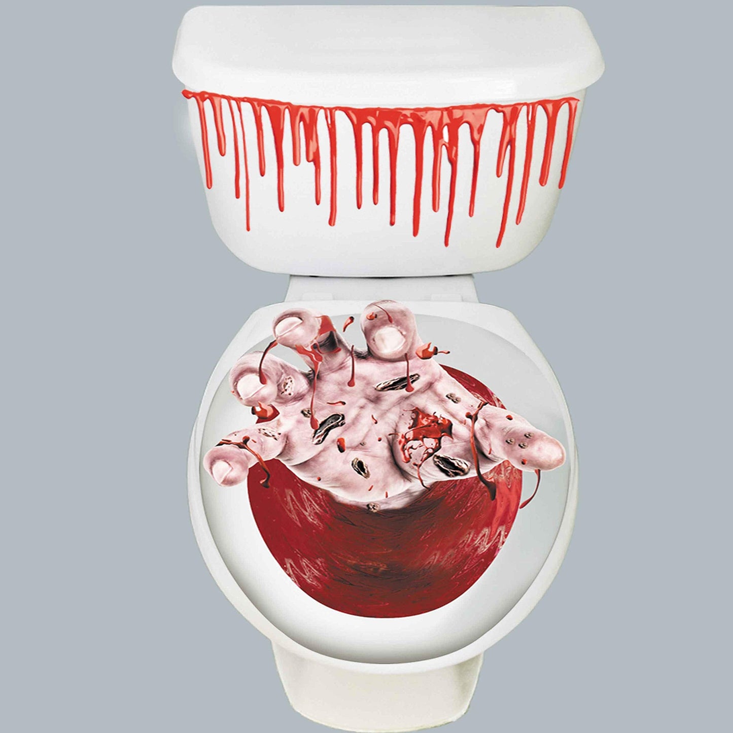Halloween Toilet Seat Cover 3D Horror Morphing Decal for Halloween Theme Party Home Decor (Zombie Hand&Dollar&Blood)