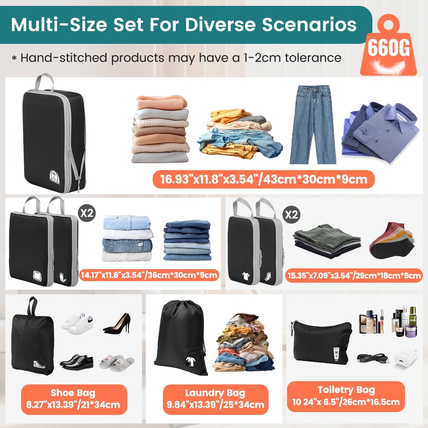 Samfolk Compression Packing Cubes Extensible Organizer Bags For Travel Suitcase Organization
