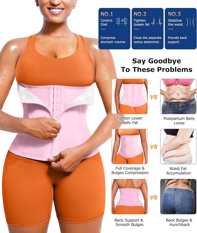 Waist Trainer for Women - Lower Belly Trimmer Corset Tummy Wrap | Sweat Belt for Effective Workouts