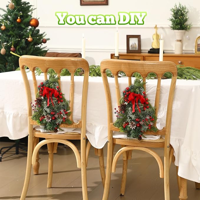 6 Pcs 13 Inch Christmas Wreath Christmas Tree Wire Wreath Metal Frame Xmas Garland DIY Craft for Holiday Wall Porch Home Decoration Front Door Chair Fireplace Hanging Decor Xmas Tree