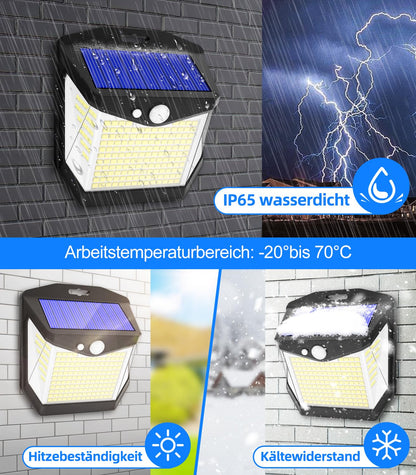Solar Security Lights Outdoor Garden: 248 LED Solar Powered Outside Light 3 Modes Motion Sensor and 270°Wide Angle IP65 Waterproof Solar Power Wall Lighting For Fence Flood Door Garage Yard 4 Pack