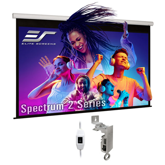 Elite Screens Spectrum 2 Electric Motorized Projector Screen, 100-Inch 16:9, 12-Inch Drop Down, MaxWhite FG 4K/8K UHD, SPM100H-E12