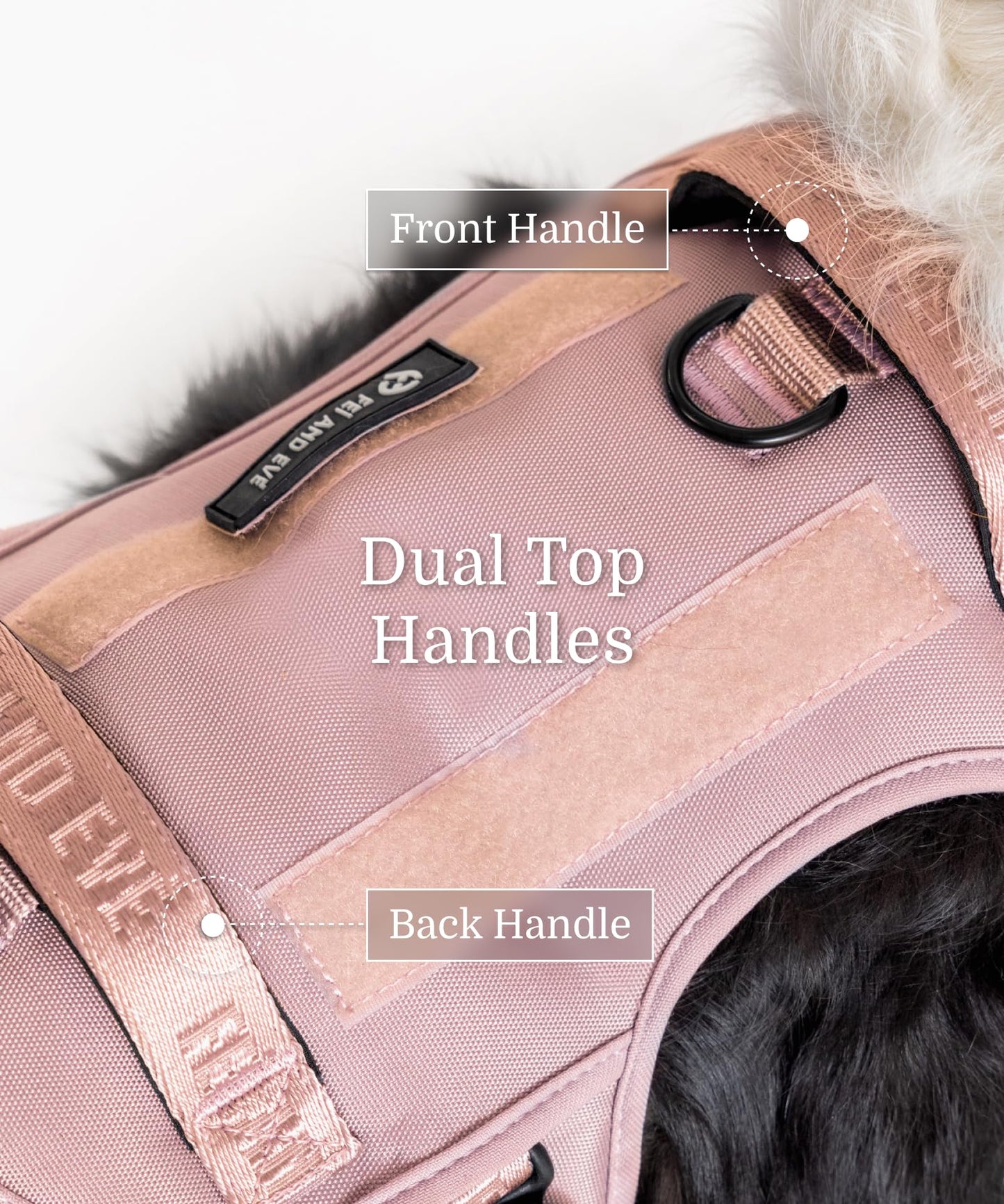 2025 New Edition, Fei & Eve MagEase Dog Harness - Patented Magnetic Buckles | 3-Point No-Pull Control | Heavy-Duty 900D Nylon | Dual Safety Handles | Breathable Mesh | Adjustable Fit | Medium, Pink