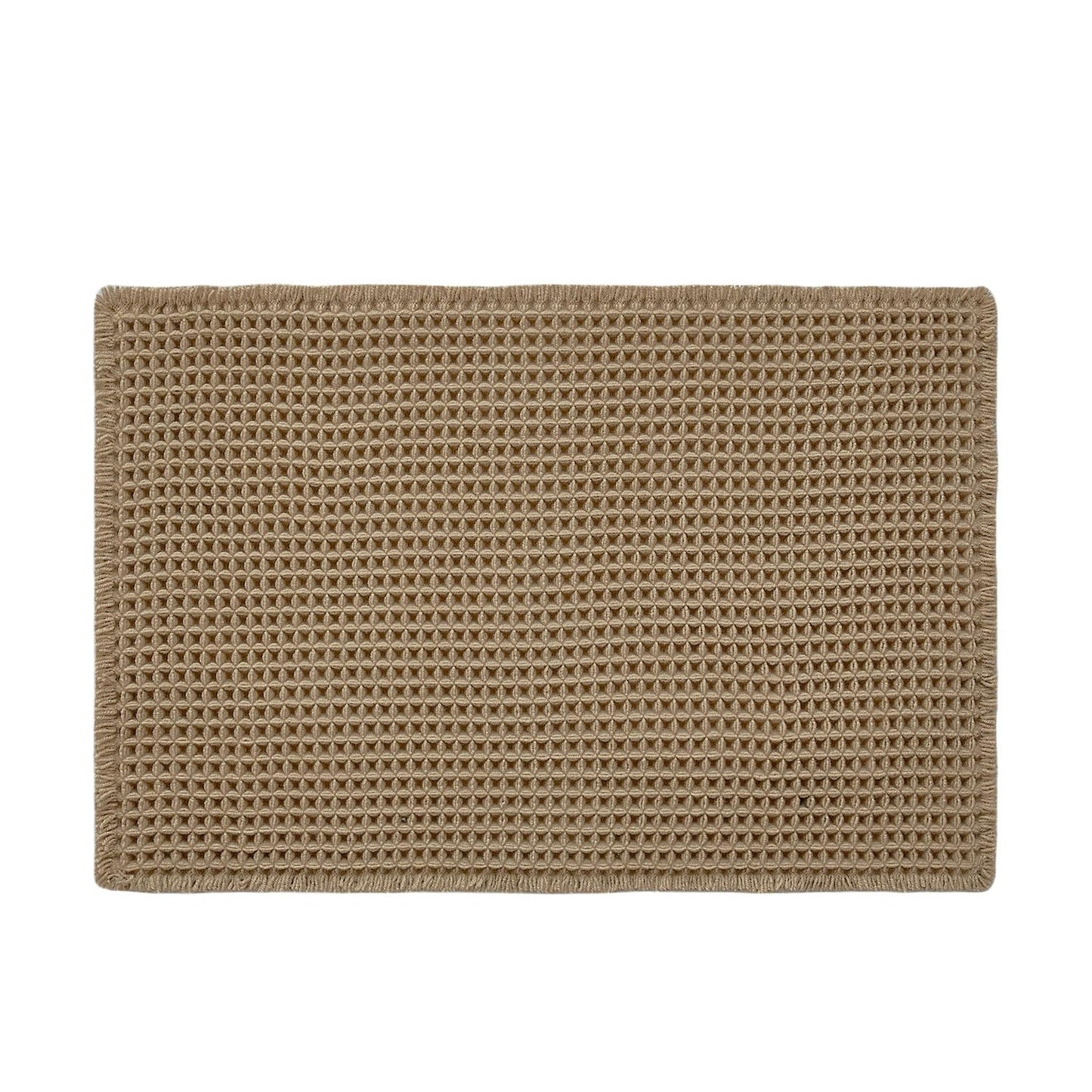 Triohero Waffle Bath Mat, Small Boho Bathroom Rugs Non Slip Washable, Ultra Soft Super Absorbent Quick Dry Farmhouse Bathroom Decor, 16" x 24", Khaki