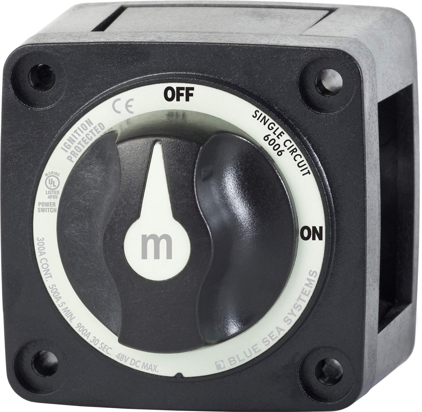 Blue Sea Systems m-Series Mini On-Off Battery Switch with Knob, Black