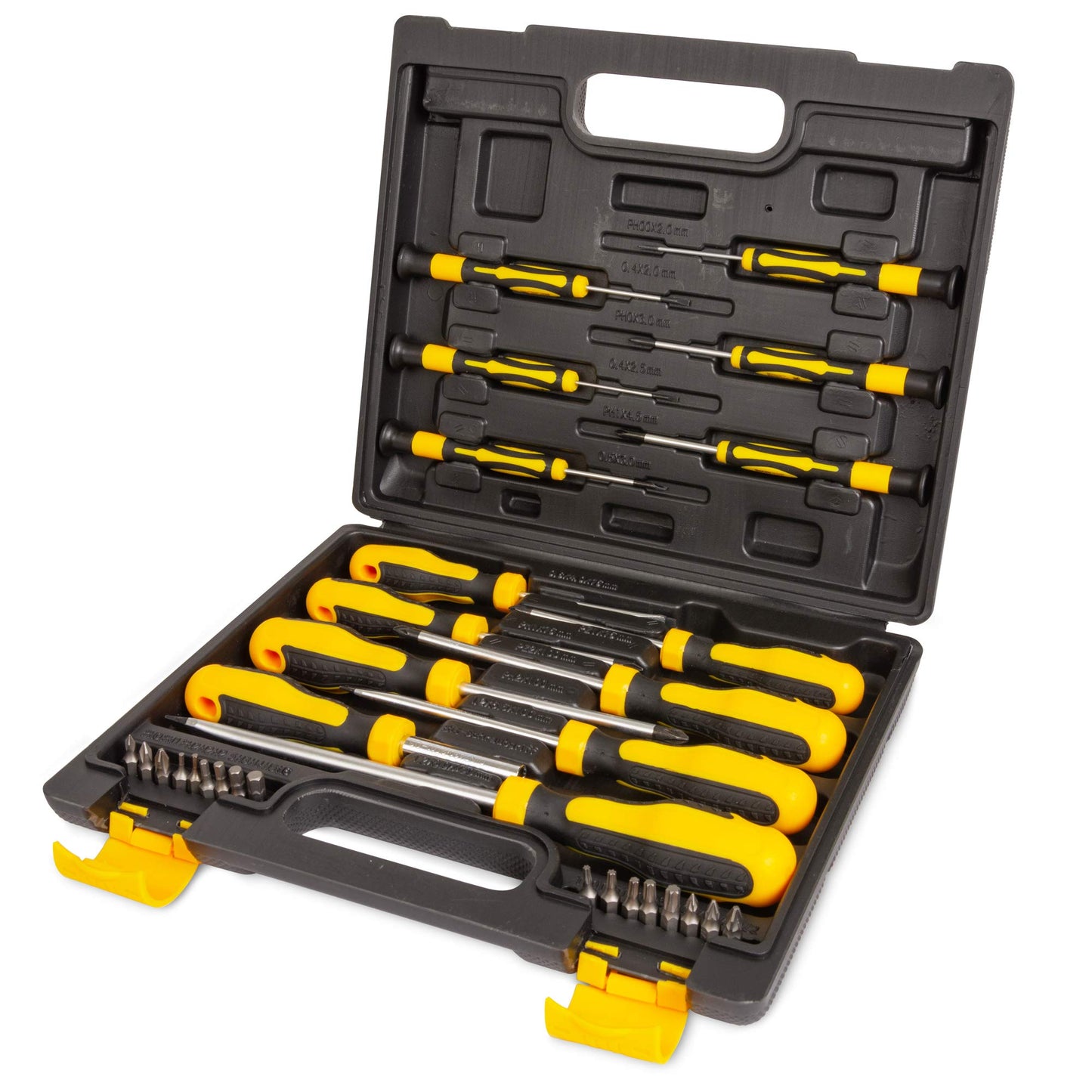 TuulKIT 32 Pieces Screwdriver Set with Compact Carry Case, Flat-Head, Cross-Head, Slot-Head and Precision Screwdrivers, Cushion Grip Handles, Magnetised Hex, Torx, Ph, Pz Bits
