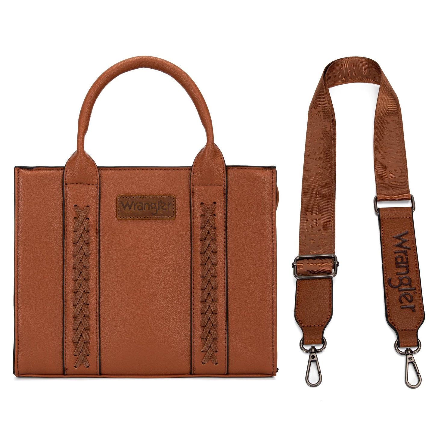 Wrangler Tote Bags for Women Top-handle Handbags and Purse for Women with Adjustable Strap, A Classic Brown, M