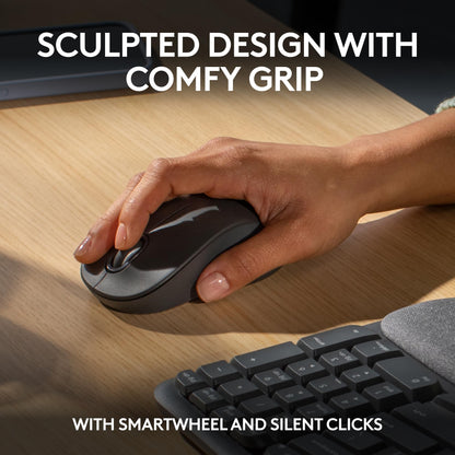 Logitech Wave Keys Wireless Ergonomic Keyboard with Cushioned Palm Rest, Comfortable Natural Typing, Easy-Switch, Bluetooth, Logi Bolt Receiver, for Multi-OS, Windows/Mac - Rose