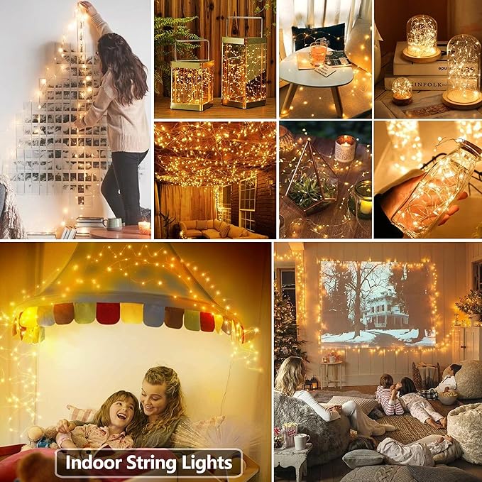 Joomer Battery String Lights, 2PACK Total 32FT 100 LED Battery Operated String Light, Twinkle Fairy Lights with Timer for Home, Garden, Store, Party, Holiday, Indoor Decor (Warm White)