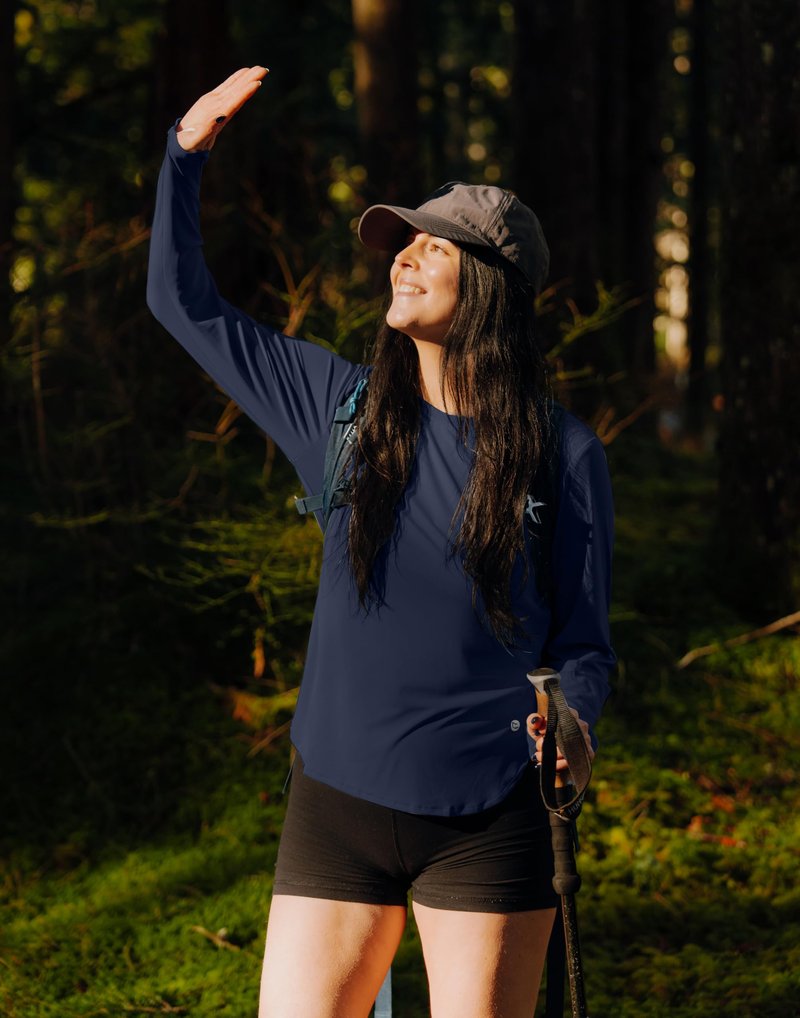 Women's Sun Shirts UPF 50+ Long Sleeve UV Protection Shirt Lightweight Quick Dry Workout Hiking Tops for Women(Navy,XS)