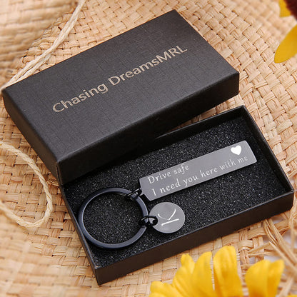 Chasing DreamsMRL drive safe keychain for him her - key chains for men i need you here with me i love you gifts for boyfriend husband handsome birthday anniversary christmas(Black K)
