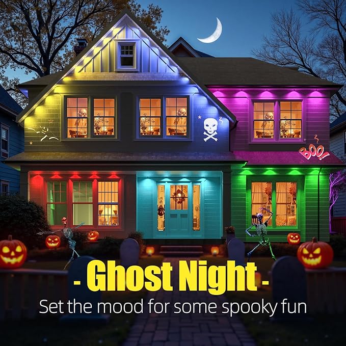 100ft Permanent Outdoor Lights for House, RGB+IC Outdoor Lights, IP67 Waterproof Smart LED Lights with App/Remote Control for Halloween, Christmas, Holiday, Daily, Party
