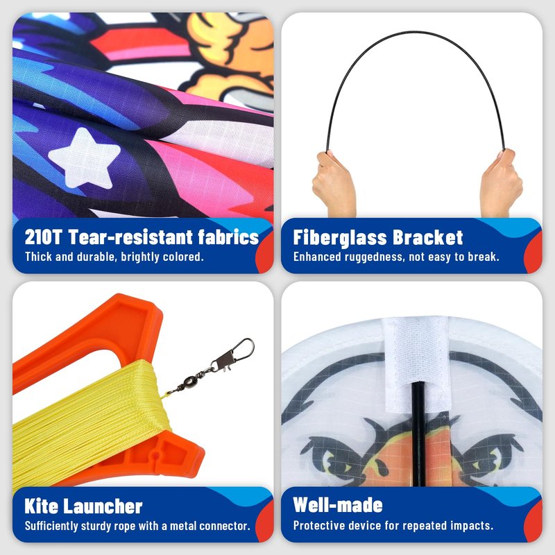 SGftre Complete Kite with Handle, Line & Accessories,Easy to Fly for Kids & Adults, Perfect for Beach, Park, Family Outdoor Activities (Eagle Flag, 1)