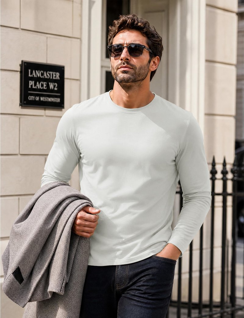 MAGCOMSEN Long Sleeve Shirts for Men Classic Basic Casual Winter Polyester Regular Fitted Long Sleeve Shirt White