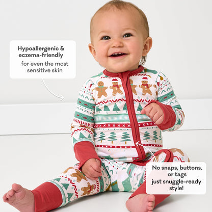 Little Sleepies Christmas Pajamas for Baby Boys & Girls, Viscose from Bamboo Newborn Pajamas, Family Matching Christmas PJs, Fair Isle, 0-3 months