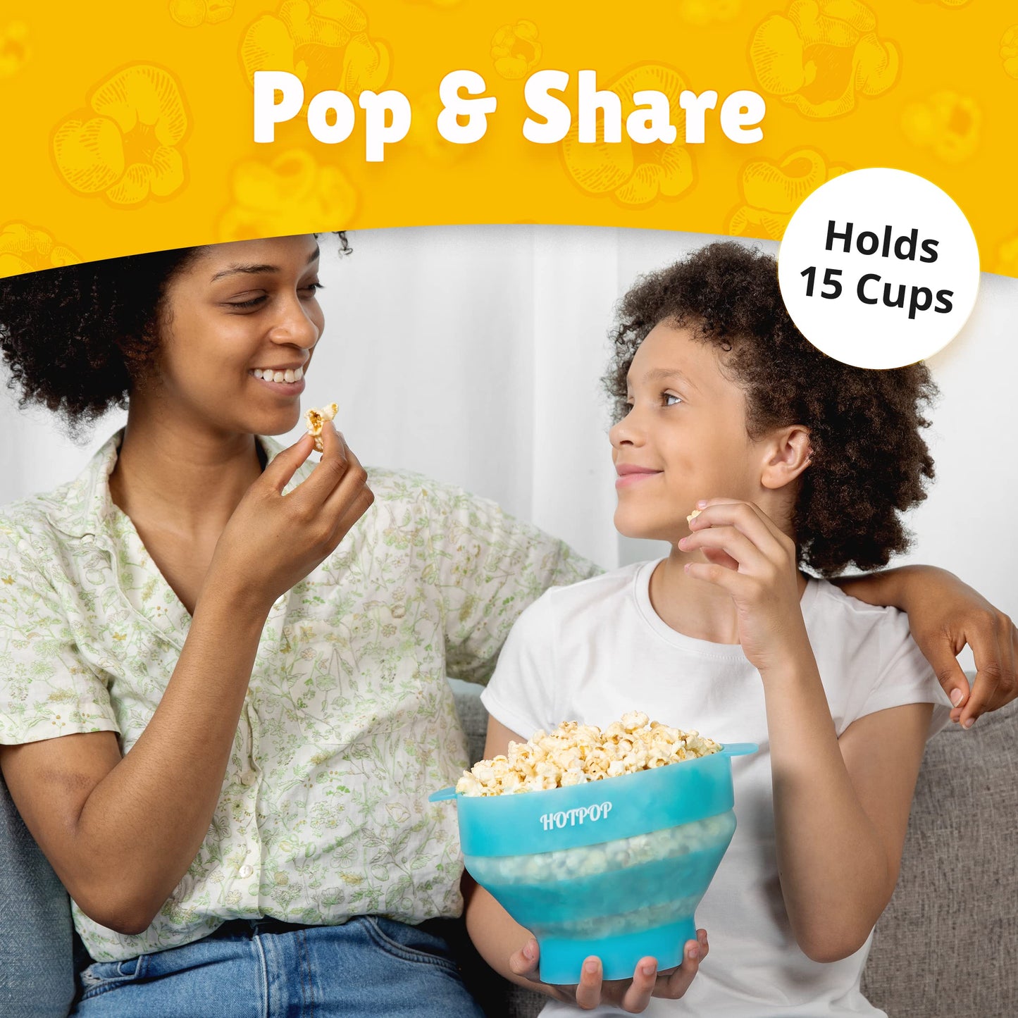 The Orginal HotPop Silicone Popcorn Maker - Microwave Popcorn Popper with Handles - Collapsible Bowl, Heat-Resistant, Easy to Clean, Ideal for Family Movie Nights, 15-Cup Capacity - Red