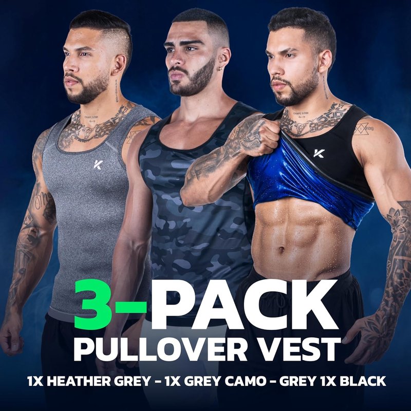 Kewlioo Men's Sauna Suit Pullover - Heat Trapping Compression Vest for Gym Workouts | Shapewear Top