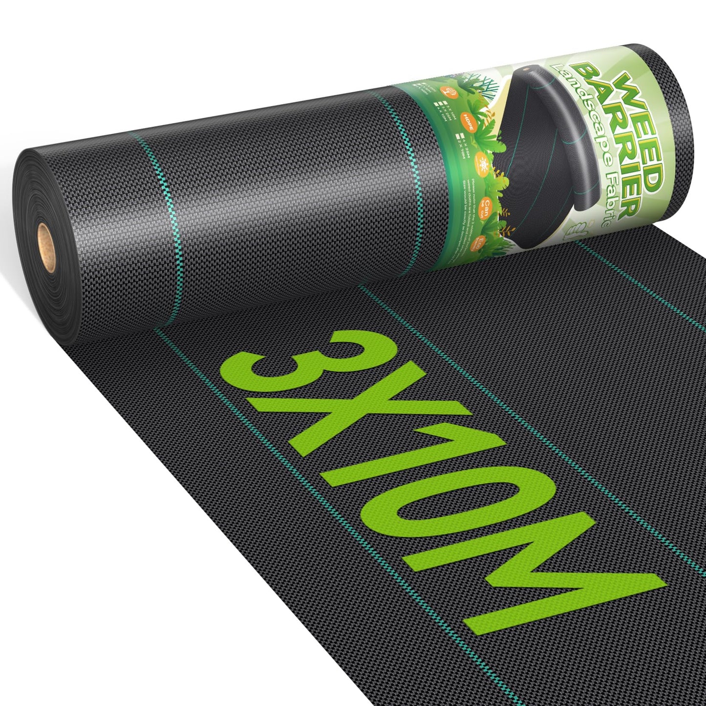 iropro 3m x 10m Heavy Duty Weed Control Membrane Garden Weed Barrier Fabric for Landscaping Driveway Gravel Artificial Grass Lawn Underlay Black Woven Roll Ground Cover