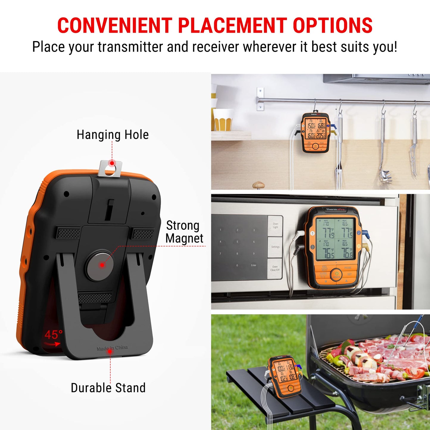 ThermoPro TP27 500FT Long Range Wireless Meat Thermometer for Grilling and Smoking with 4 Probes Smoker BBQ Grill Kitchen Food Cooking Digital Thermometer for Meat