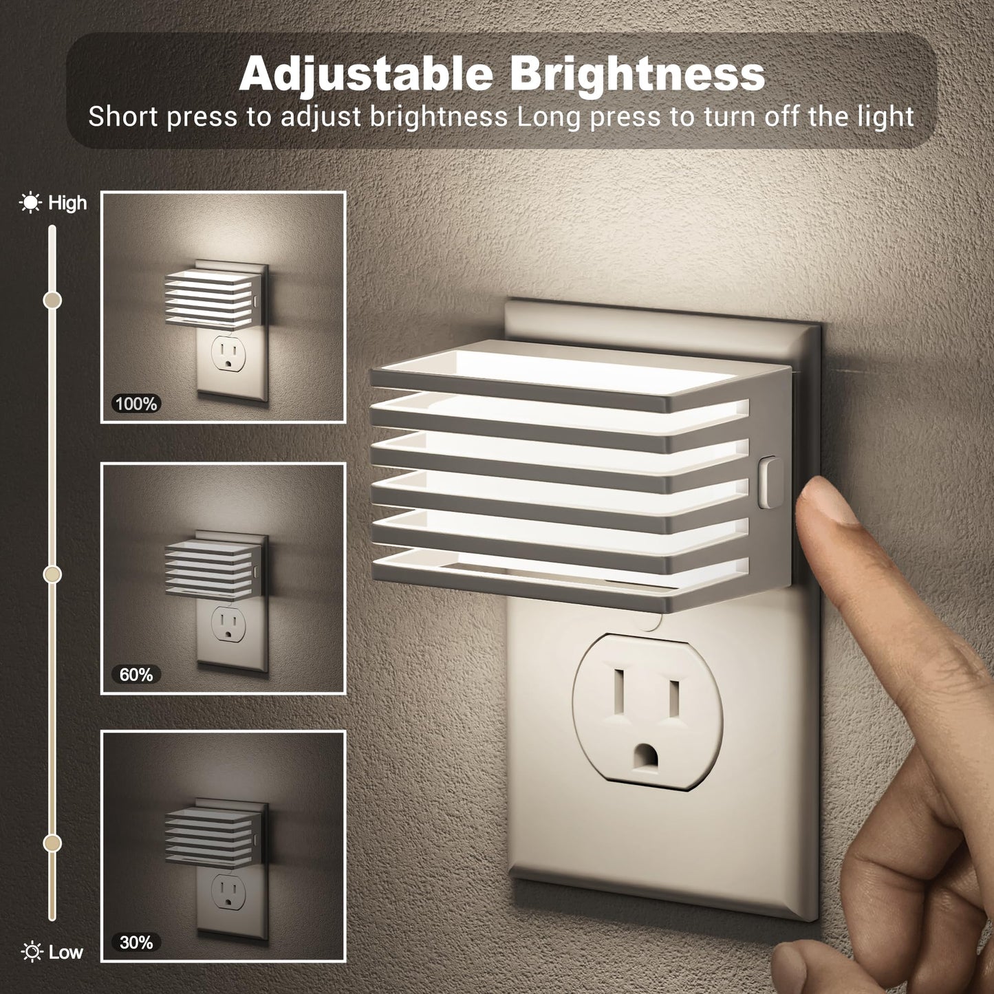 JandCase LED Night Light, [2 Pack] Night Lights Plug into Wall with Dusk to Dawn Sensor, Dimmable Plug in Night Light, Adjustable Brightness, 3000K Soft White Nightlight for Bedroom Bathroom Hallway