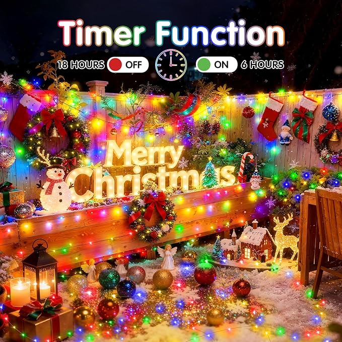 KNONEW 100FT 300 LED Outdoor Fairy Lights Plug in, Christmas Fairy Lights Outdoor Waterproof 8 Modes Memory Times for Wedding Bedroom Walls Garden Trees Decoration(Multicolor)