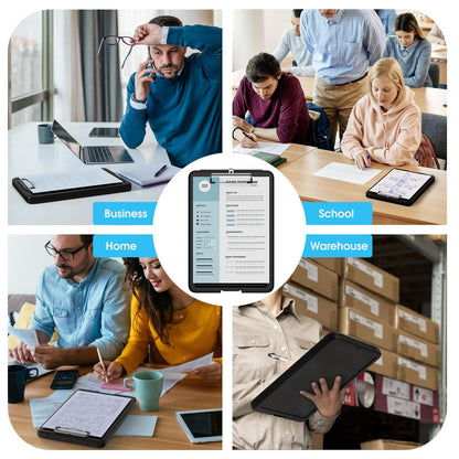 Clipboard with Storage, 8.5 x 11 Storage Clip Board with Low Profile Clip, Heavy Duty Nursing Foldable, Suitable for Classroom, Teacher, Coaches, Office School Supply(Black)