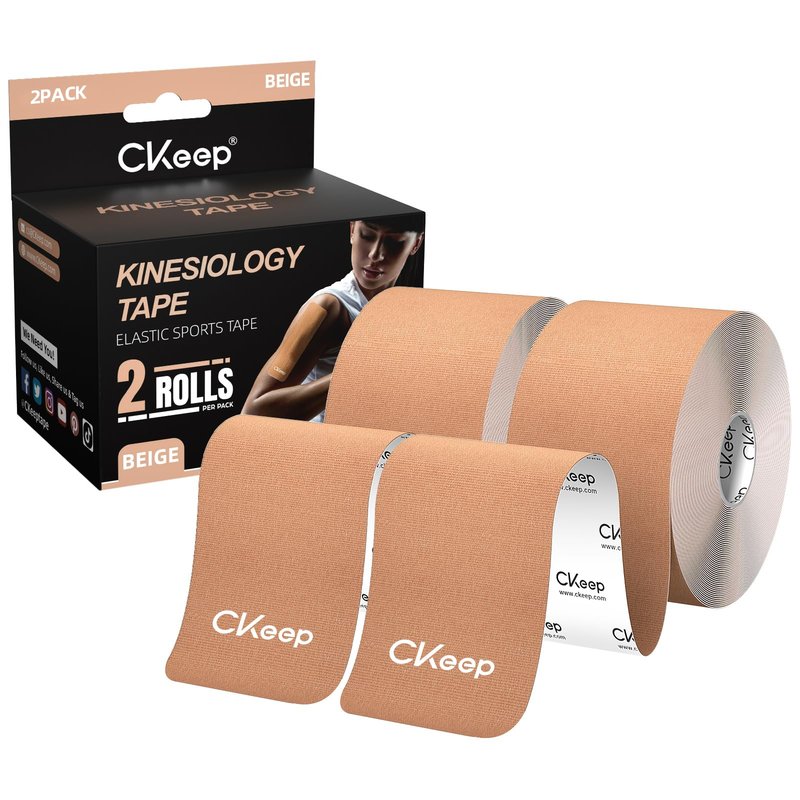 CKeep Kinesiology Tape, Uncut Premium Elastic Athletic Tape 2 Rolls, Beige