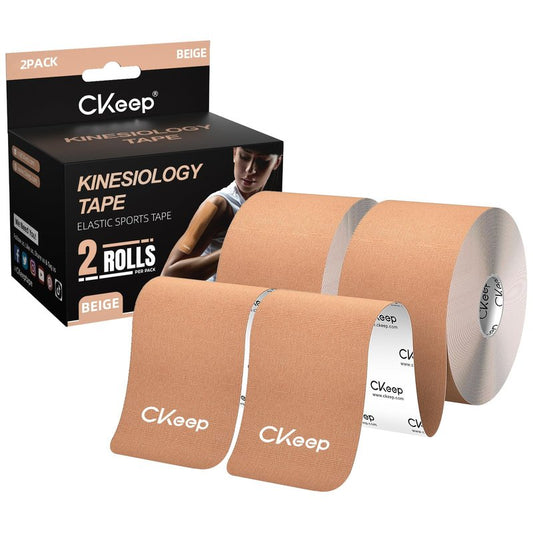 CKeep Kinesiology Tape, Uncut Premium Elastic Athletic Tape 2 Rolls, Beige