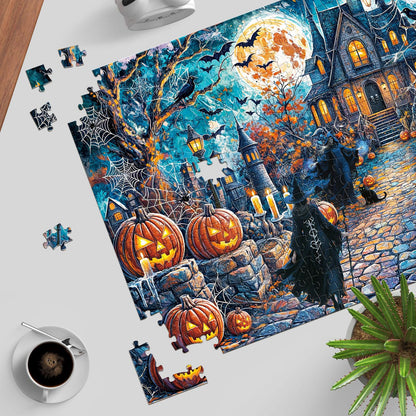 TangMosaic Puzzles for Adults 1000 Pieces, Haunted Halloween Night House Jigsaw Puzzles, Fun Horror Challenging Puzzle, Halloween Puzzles Gift, Home Decoration Puzzle, Interlock Perfectly No Dust