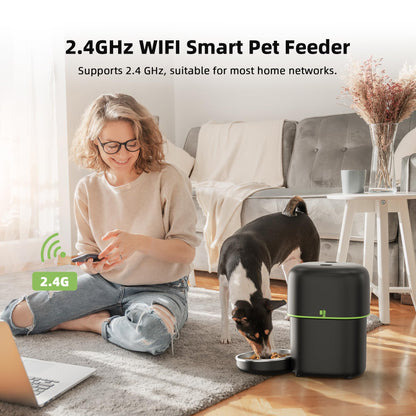 Automatic Cat Feeder, 5G WiFi Cat Food Dispenser with Freshness Preservation, 2L Timed Cat Feeder with APP Remote,15 Meals Per Day, Programmable Portion Size, Auto Pet Feeder Also for Small Dogs