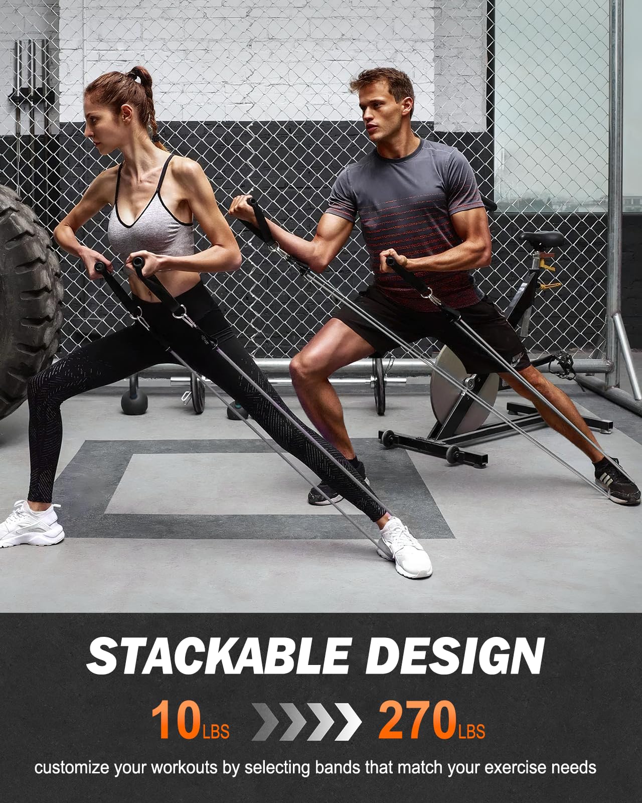 Zacro Resistance Bands Set - 6 Exercise Bands 270 LBS with Handles for Men Women, Fitness Bands with Door Anchor, Ankle Straps, Storage Bag for Heavy Resistance Training, Shape Body, Workout
