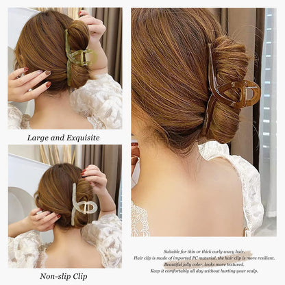 Big Hair Claw Clips Large Jelly Hair Clip for Women Large Butterfly Clip Claw Larger Size Hair Clip for Long Thick Hair 4 Pcs Christmas Gifts