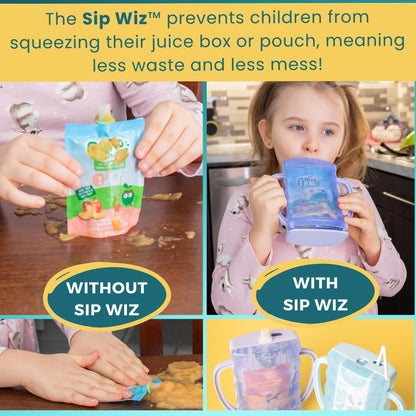 Dinneractive Sip Wiz - Baby Pouch Holder No Squeeze Pouch Food Pouches & Juice Box Holder - Anti-Squeeze Yogurt Pouch Reusable Toddler Essentials