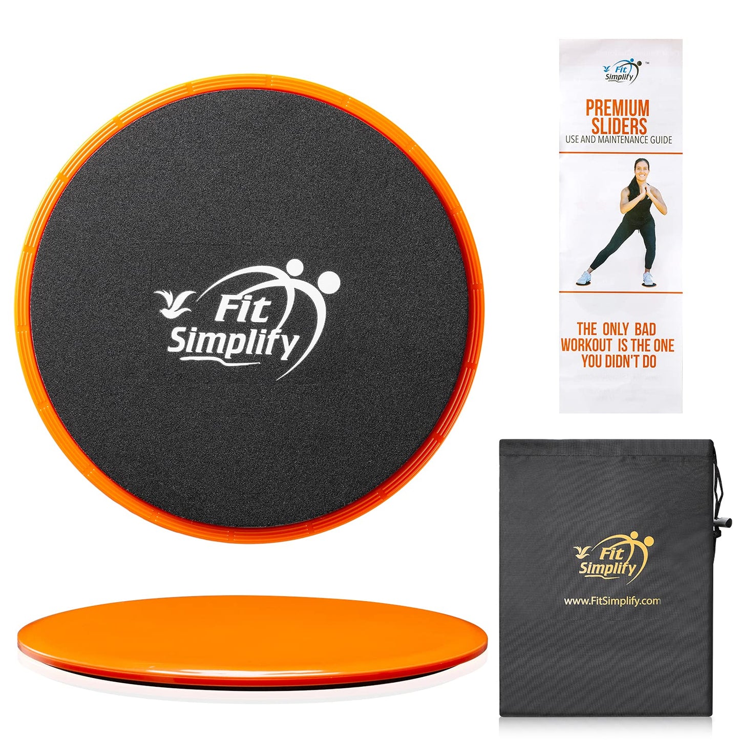 Fit Simplify Core Sliders Abdominal Exerciser with Instruction Guide and Carry Bag