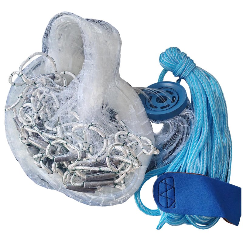 Lawaia Cast Net with Lead Sinkers Fishing Throw Nets Hand Castnet Shrimp Bait Traps 1/2 inch Mesh for Freshwater Saltwater with 4ft Radius