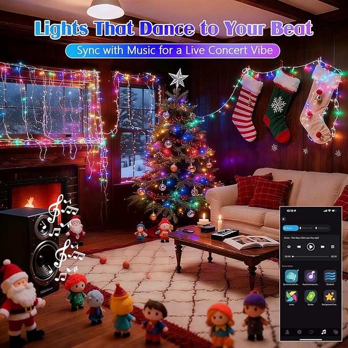Smart Color Changing Christmas Lights, 88FT 240LED App Control RGB LED String Light with Remote & Timer, Twinkle Smart String Lights Waterproof Christmas Decorations