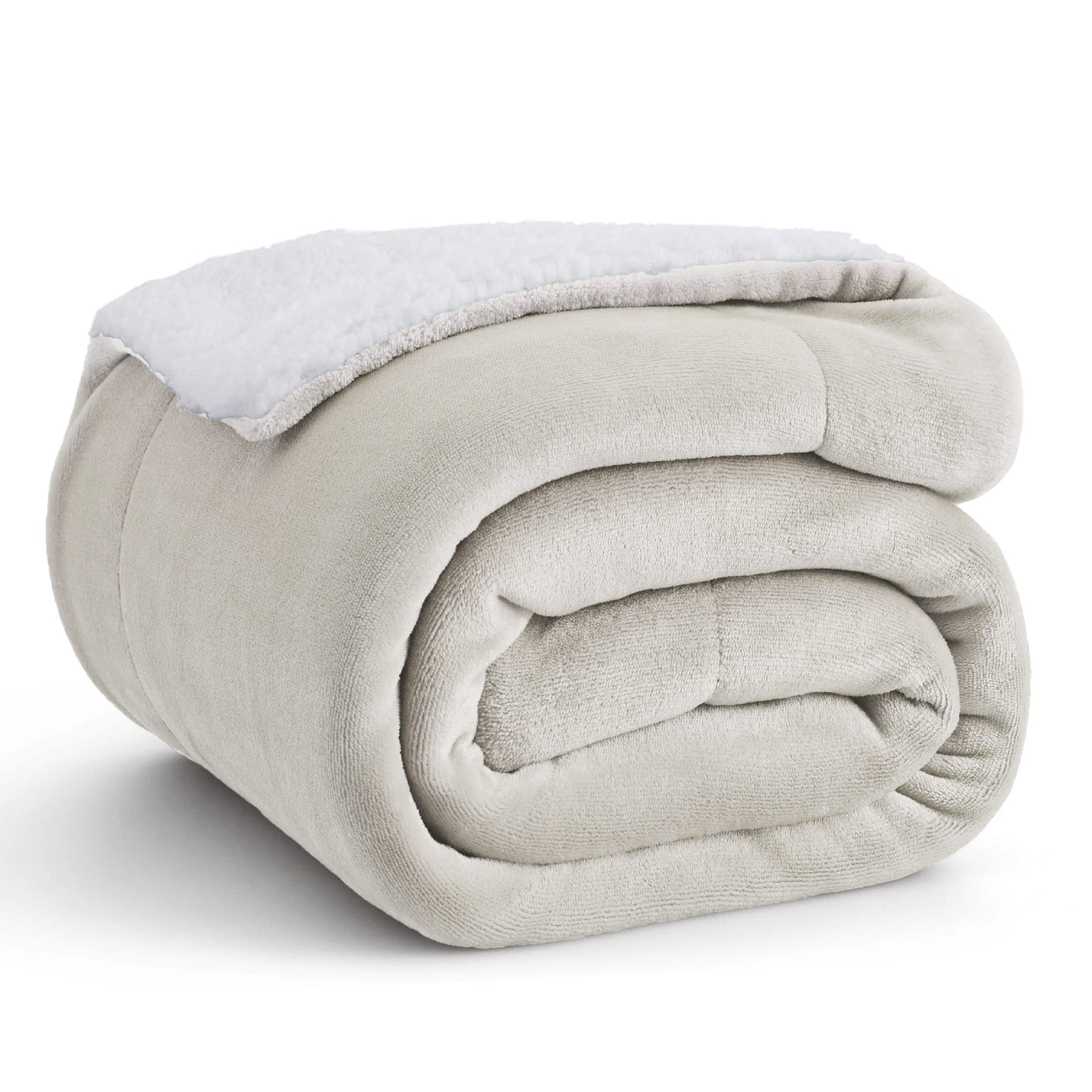 Bedsure GentleSoft Sherpa Fleece Blankets Queen Size for Bed - Thick and Warm, Soft Fuzzy Plush Queen Blanket for Winter, Grey, 90x90 Inches
