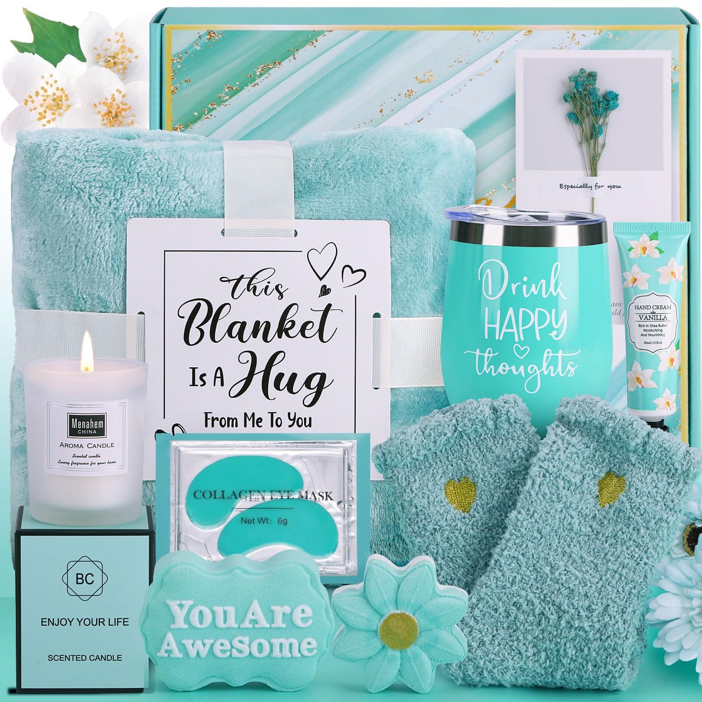Birthday Gifts for Women Self Care Gift Set, Get Well Soon Gift Baskets for Women Care Package, Unique Relaxing Spa Christmas Gifts for Mom, Sister, Wife,Her, Best Friend, Grandma