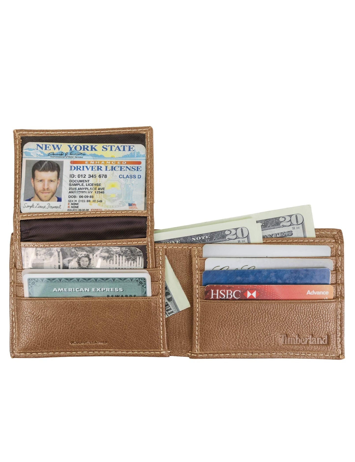 Timberland Men's Leather RFID Blocking Passcase Security Wallet Tan Genuine Leather RFID Blocking Security Wallet