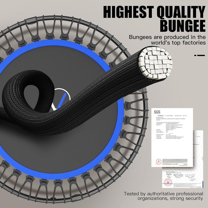 40" Mini Rebounder Trampoline for Adults & Kids - Adjustable Foam Handle, 400LBS Capacity | Indoor/Outdoor Fitness