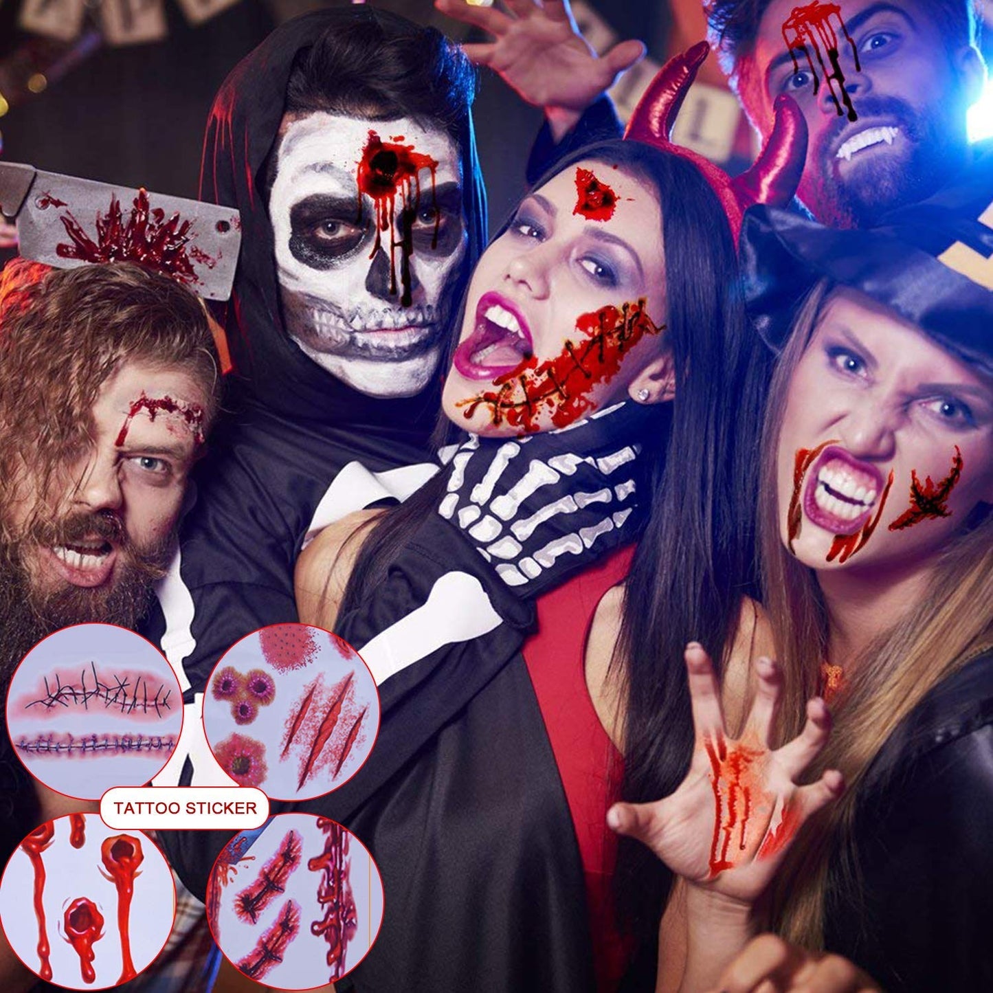 Halloween Decorations 126 PCS Halloween Window Clings, 8 Sheets Bloody Handprint Footprint Halloween Wall Decal Floor Clings with Tattoo Stickers, Scary Halloween Decoration Window Stickers