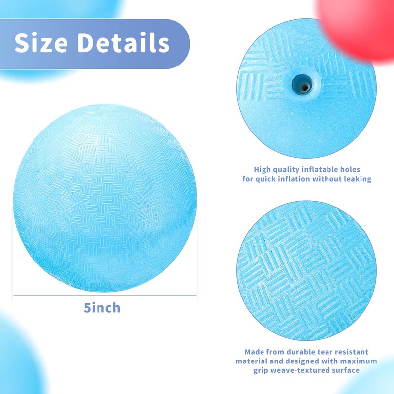 Civaner 2 Pack 5 Inch Dodgeball Balls Red & Blue Playground Dodgeballs Small Playground Ball for Kids Teens Adults PVC Gym Sports Ball for Outdoor Yoga Four Square PE Games Recess Exercise Play
