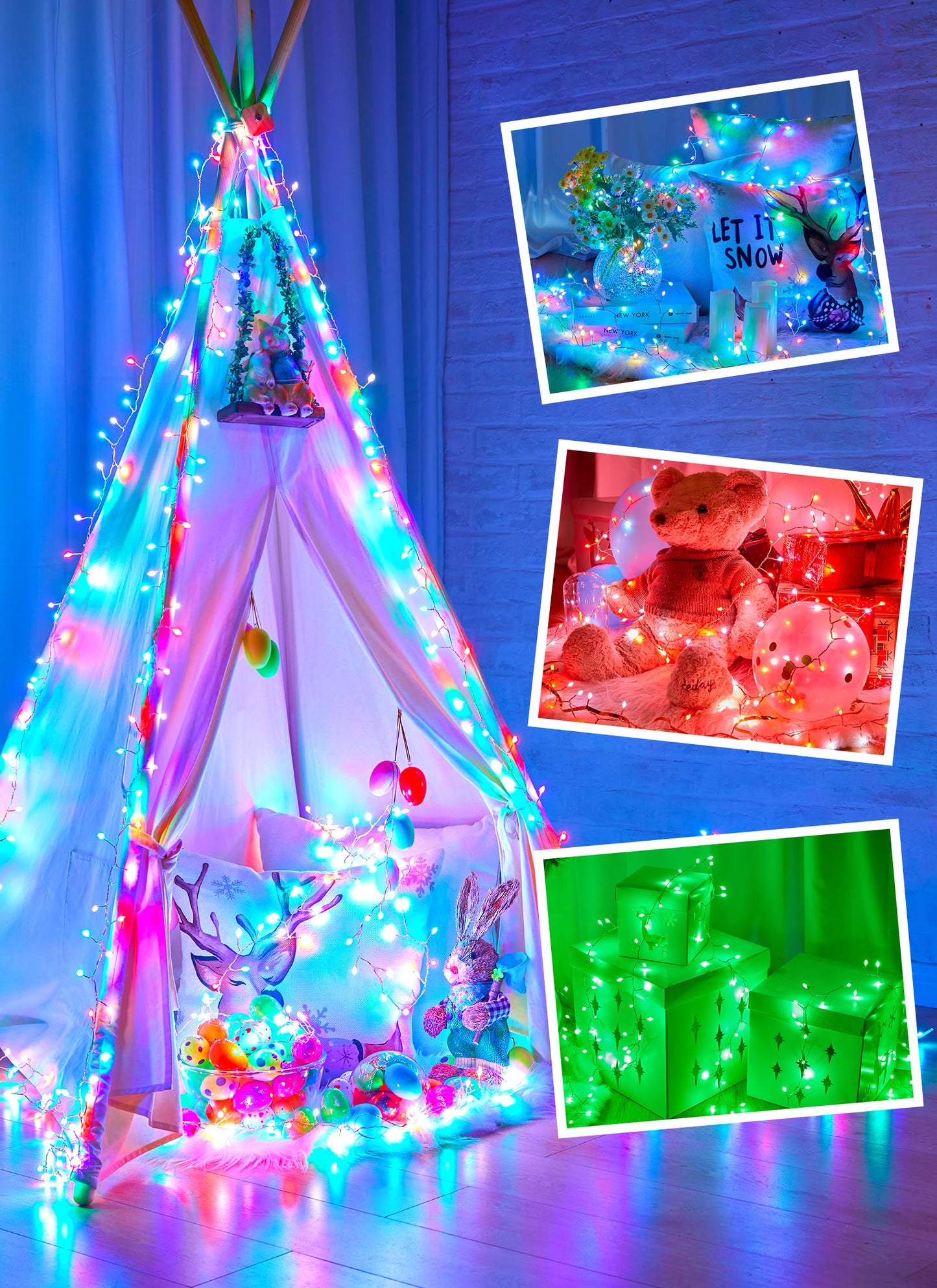 Brightown 10FT Fairy Lights Color Changing - 100 LED 22 Colors Firecracker Fairy Lights with Remote, Cluster String Lights Indoor with 12 Lighting Mode, Christmas Fairy Light for Bedroom Classroom