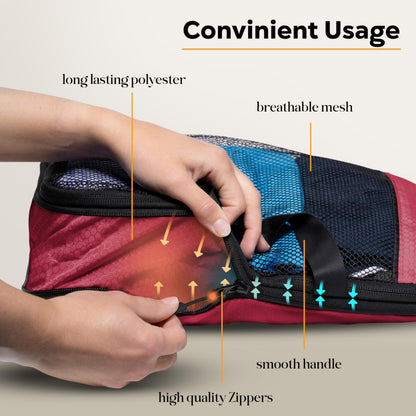 Cruise Essentials Packing Cubes - Organiser Bags for Travel - Compression Set for Suitcases