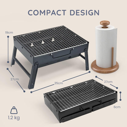 CUQOO Easy-to-use Portable BBQ Grill – Foldable Barbeque Outdoor Travel | Charcoal Barbecue Perfect for Camping, Garden, Picnic Folding Camping Stainless Steel Smoker