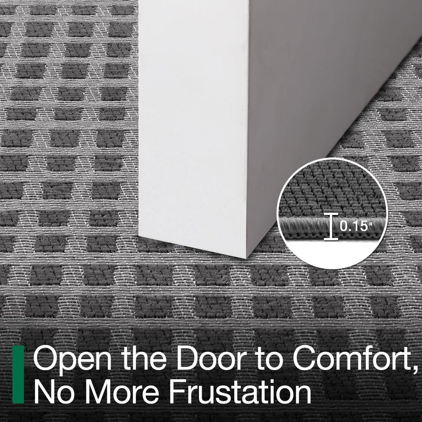 LUMI Inside Door Mat for Entry 24''x36'', Absorbent, Dirt Trapper, Low Profile Thin, Non Slip Mats with Rubber Backing, Ideal for Indoor, High Traffic, Garage, Entrance, Checkered Grey